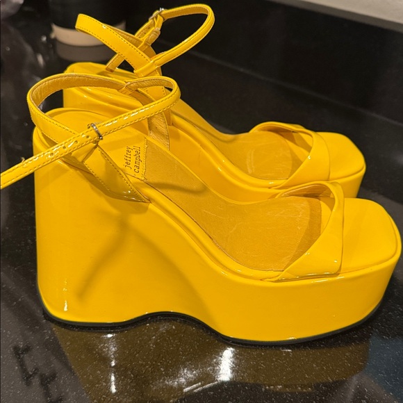 Jeffrey Campbell Shoes - Jeffrey Campbell Yellow Patent Platform Wedge Sandals